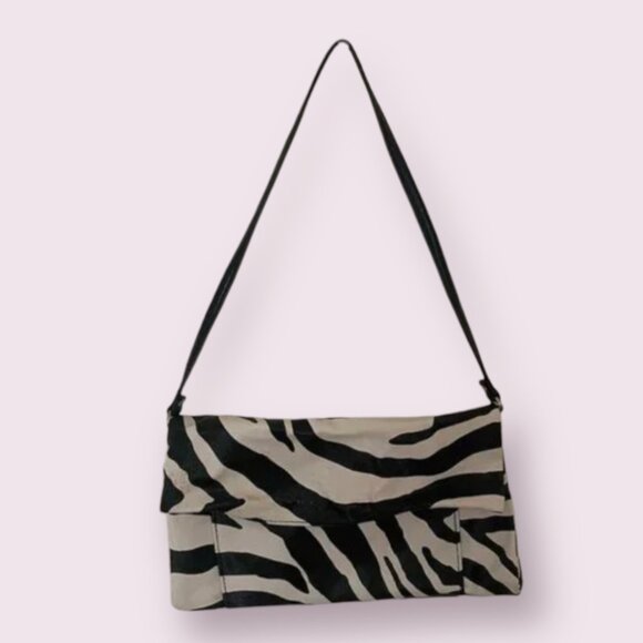 ⭐️ Zebra Animal Print Shoulder Purse Hipster Artsy Hippie Chic Glam Modern Purse - Picture 1 of 6